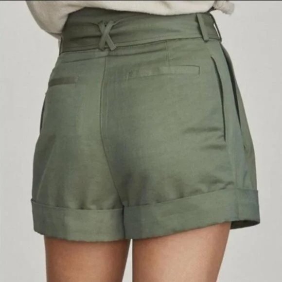 Elizabeth and James Carey Womens Paper Bag High Waist Shorts Olive Green size 10 - Picture 2 of 14